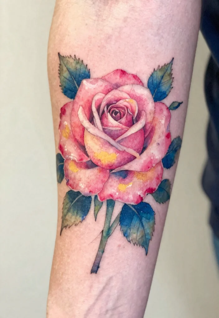 20 Rose Forearm Tattoo Ideas That Combine Beauty and Strength - 2. Watercolor Rose 1