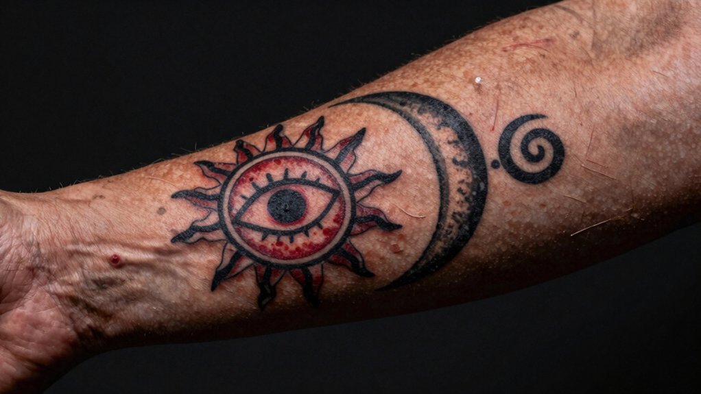 ancient tattooed solar lunar symbols
