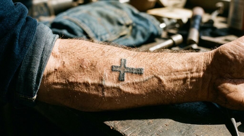 cross tattoo symbolizes faith and sacrifice