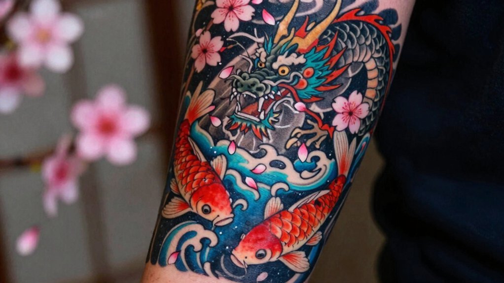 dragon koi cherry blossom meanings