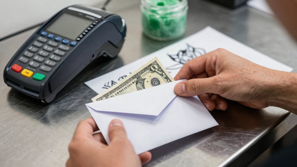 hand the tip directly to artist