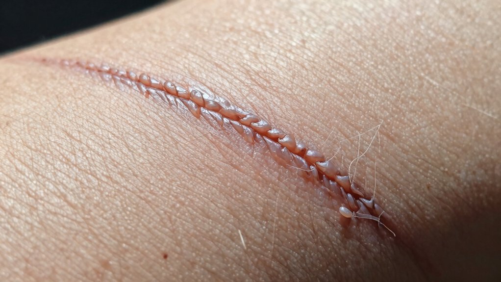 hypertrophic tattoo scarring persists within lines