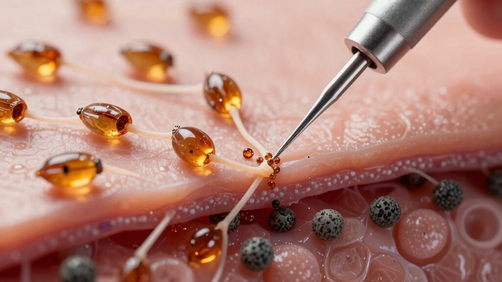 ink lodges in stable dermis