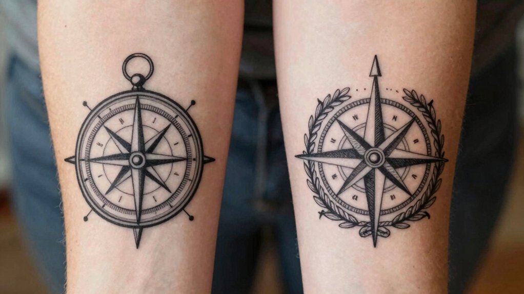 minimalist vs ornate compass tattoos