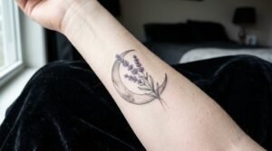 moon tattoo conveys celestial symbolism and mystery