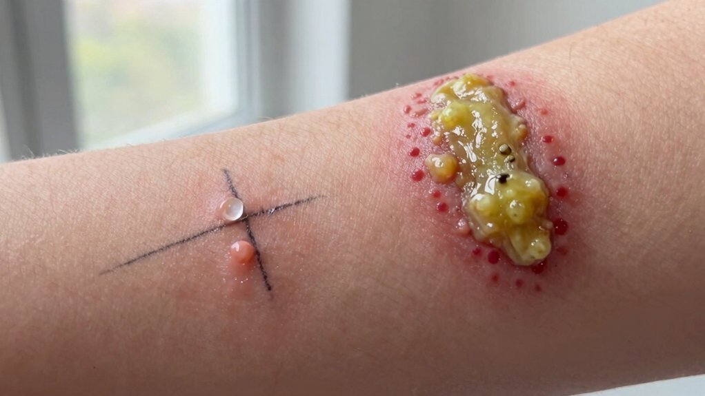 normal scabs vs infected tissue differences