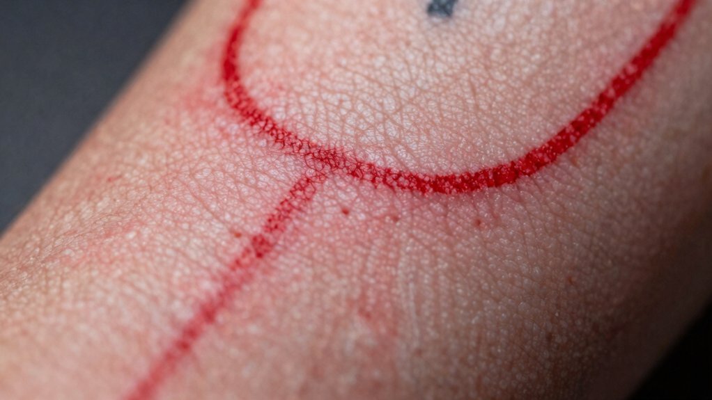 red ink allergy causing itching lesions