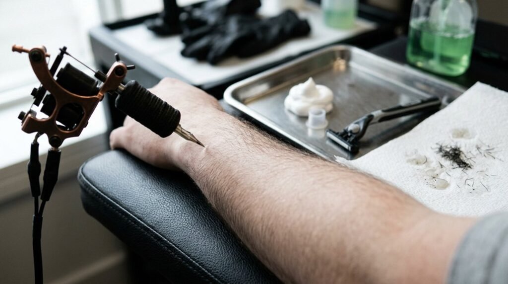 shave before getting tattooed