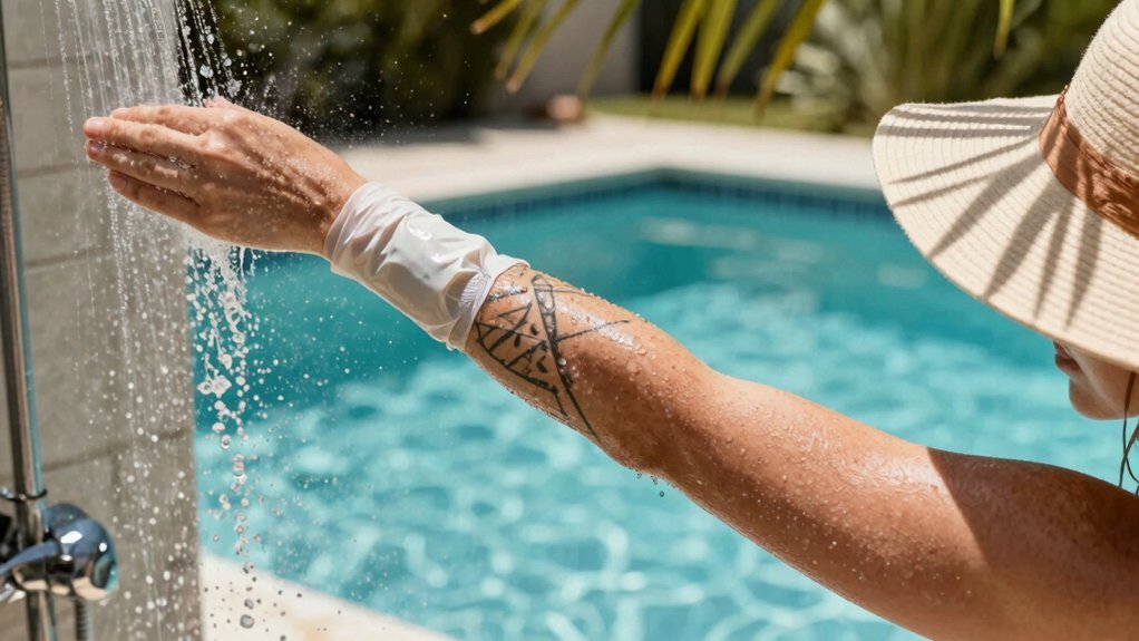 shower lightly avoid immersion protect healing tattoo