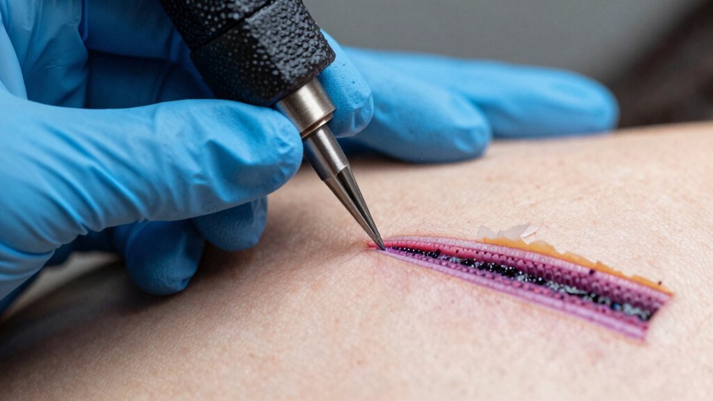 tattoo ink reaches dermis depth