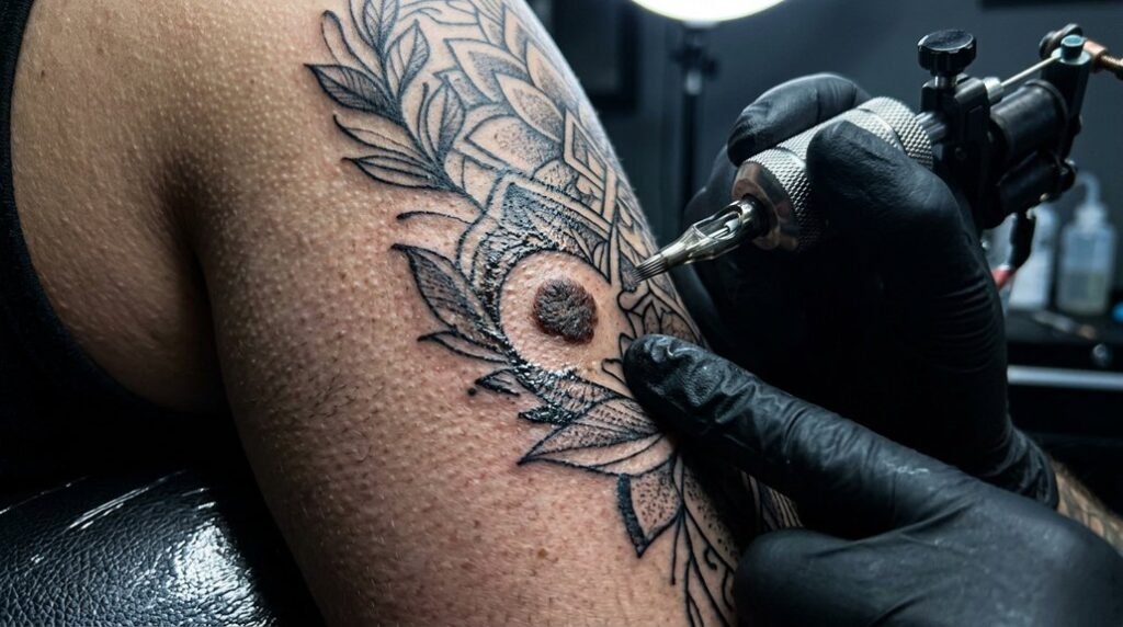 tattooing over a mole