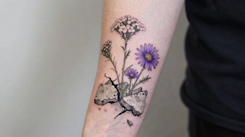 wildflowers breaking concrete resilience